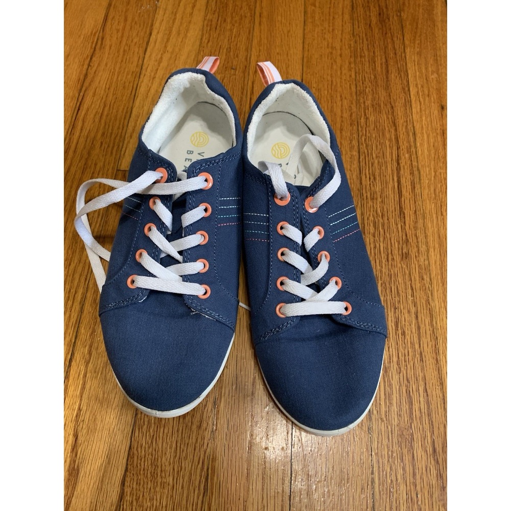Vionic Beach Stinson Canvas Lace Up Sneakers Navy Blue 10